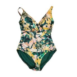 Artesands Green Les Nabis One-piece Swimsuit Sz 16 Watercolor Floral